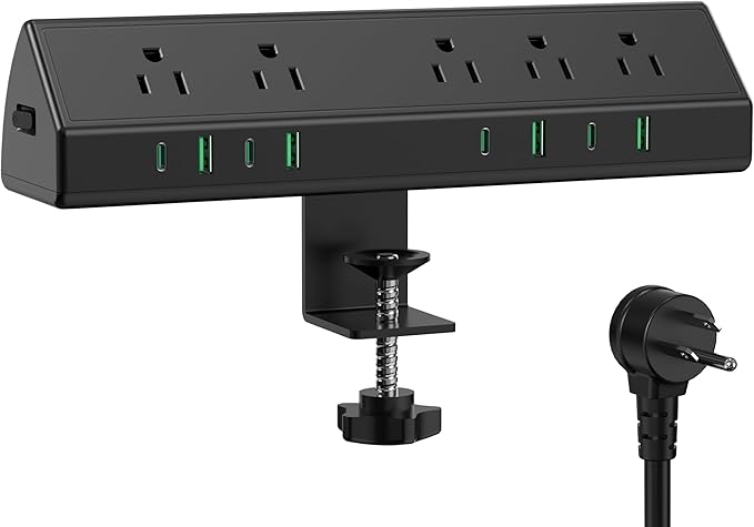 Jgstkcity Desk Clamp Power Strip, 45W Fast Charging Station, 4 USB-C, 4 USB-A