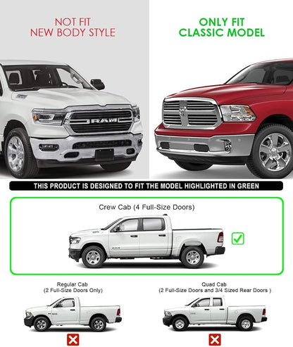 APS Polished Running Boards Compatible with Ram 1500 2009-2018 Crew Cab & Ram 2500 3500 2010-2026 (Side Steps Side Bars) 6in Wide 304 Stainless Steel