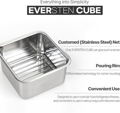 CuBE Small 2PCS Set 600ml 400ml Stainless Steel Food Storage Containers With Lids and a Net Kitchen Appliances Dishwasher Safe Premium South Korea