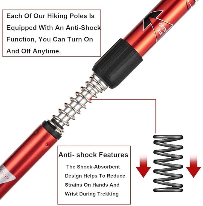 Aihoye Hiking Trekking Poles, 2 Pack Collapsible, Lightweight, Anti Shock, Walking Sticks, Adjustable Hiking Pole for Men and Women
