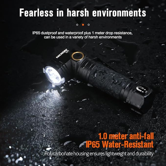 NICRON L71 Tactical Flashlights High Lumens Type-C Rechargeable Magnetic Flashlight 90 Degree Working Light, IP65 Waterproof 1800 Lumens LED 8 Modes Flashlights for Outdoor Camping Emergency
