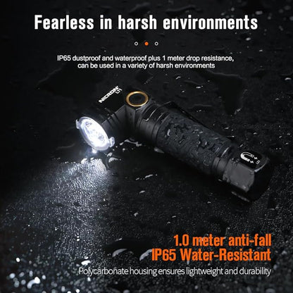 NICRON L71 Tactical Flashlights High Lumens Type-C Rechargeable Magnetic Flashlight 90 Degree Working Light, IP65 Waterproof 1800 Lumens LED 8 Modes Flashlights for Outdoor Camping Emergency
