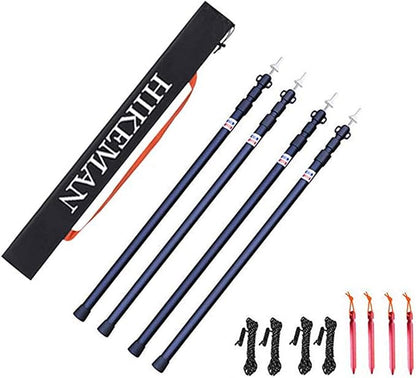 HIKEMAN Tent Poles Camping Poles for Tarp Awning Canopy Porch Sun Sails Tarpaulin Headroom Aluminium Adjustable Telescoping