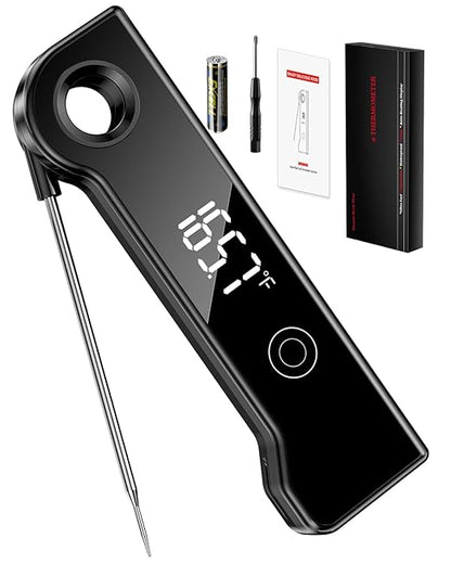 2025 Meat Thermometer Digital, ±0.5°F Accuracy Instant Read Thermometer180° Rotating Display, Calibratable and Auto Off, IP67 Waterproof Food Thermometer for Cooking,Grill,Oil Deep Fry, Brewing,Candy
