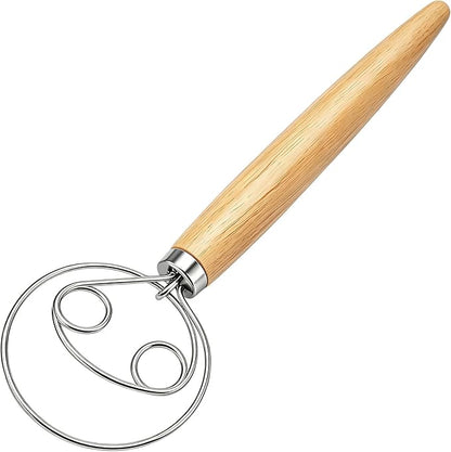 Danish Dough Whisk Stainless Steel Wooden Handle
