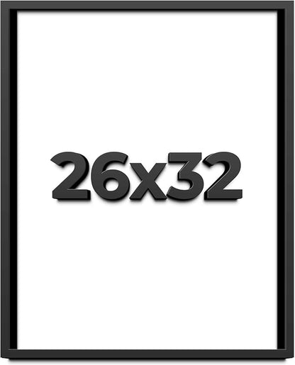 26x32 Shadow Box Frame Black | 1 Inch Deep Solid Wood Shadowbox Display Frame |