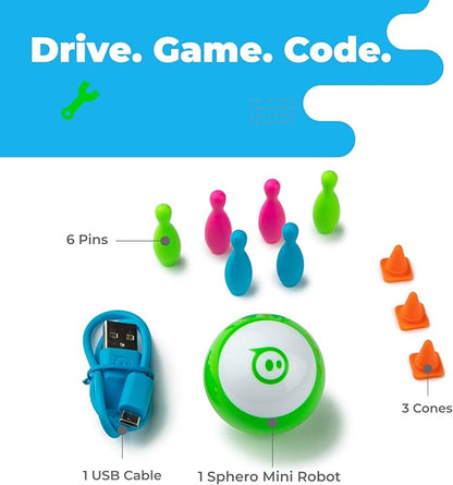 Sphero Mini (Green) - Coding Robot Ball - Educational Coding and Gaming for Kids and Teens - Bluetooth Connectivity - Interactive and Fun Learning Experience for Ages 8+