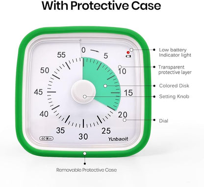 Yunbaoit Visual Timer with Protective Case, 60 Minute Silent Countdown Timer