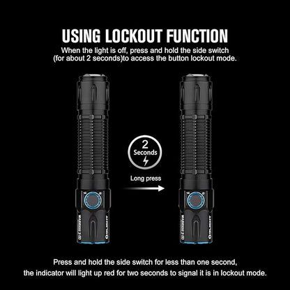 OLIGHT Warrior 3S 2300 Lumens Rechargeable Tactical Flashlight, Compact Dual-Switches LED Bright Light with Proximity Sensor, Powered by Customized Battery for Emergency, EDC and Searching (Black)