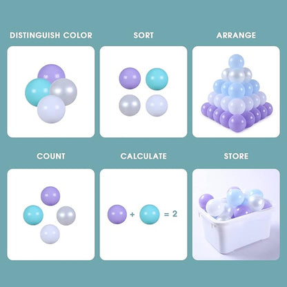Ball Pit Balls Plastic Balls for Ball Pit Phathalate Free BPA Free Plastic Balls 100pcs 2.2" Set for Toddlers for Play Tent Tunnel