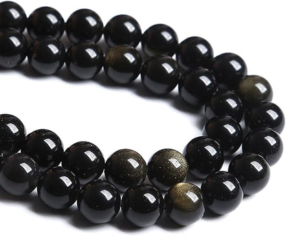 12MM 32PCS Natural Stone Golden Obsidian Loose Spacer Beads for Jewelry Making DIY Bracelet