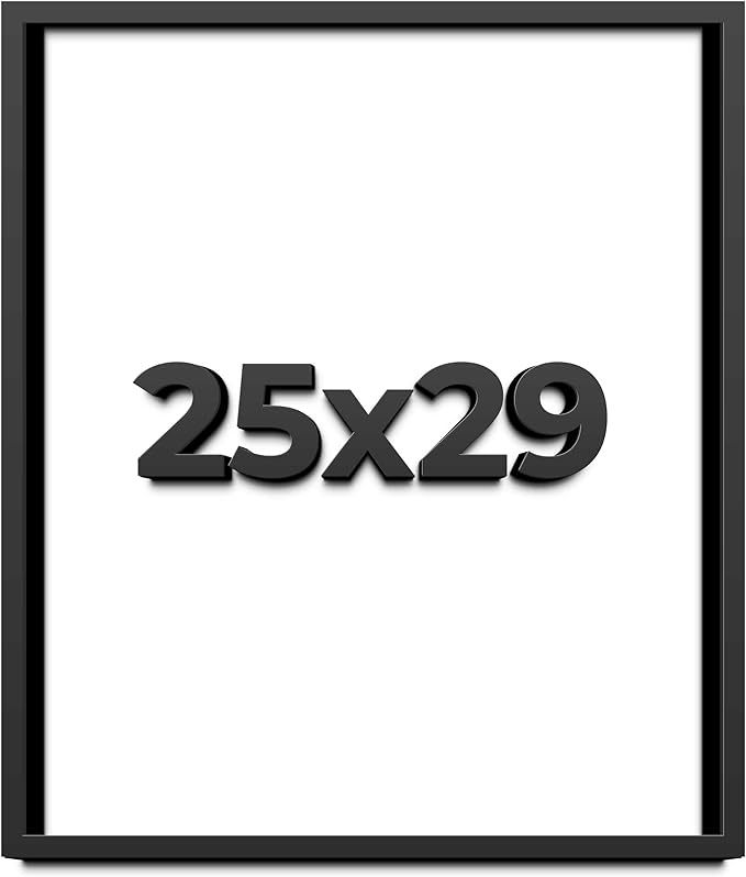 25x29 Shadow Box Frame Black | 1 Inch Deep Solid Wood Shadowbox Display Frame |