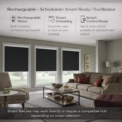 ZSHINE Motorized Blackout Window Blinds Customize Width Remote Control Wireless