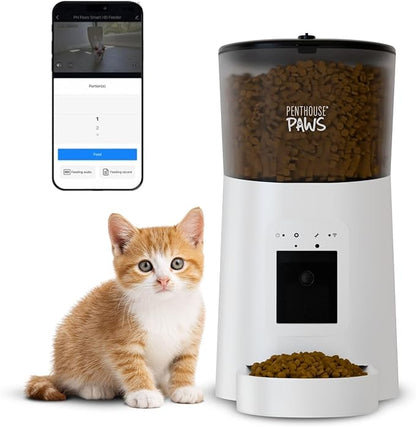 Penthouse Paws Smart HD Automatic Pet Feeder, 6L Dry Food Capacity, 1080p Camera