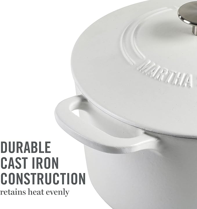 MARTHA STEWART Gatwick 7-Quart Enamel Cast Iron Dutch Oven Pot