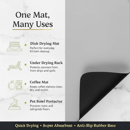Dish Drying Mat Super Absorbent – 17" x 31" Coffee Mat