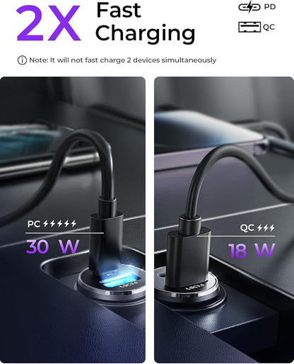 LISEN 54W Car Phone Charger USB C, Cigarette Lighter Adapter, Car Accessories for iPhone, USB C Car Charger Adapter USBC Type C 12v, Fit for iPhone 16, 15, 14, 13 Samsung Google iPad Android, Blue | Cigarette Lighter USB Charger, Car Accessories for Me...