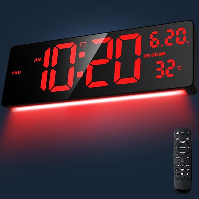 Xflyee 16.5" Large Digital Wall Clock