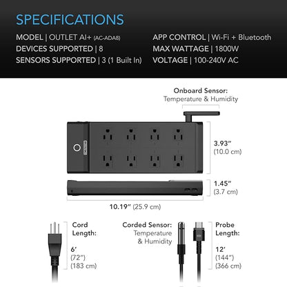 AC Infinity Outlet AI+, Environment Controller, Smart WiFi Power Strip