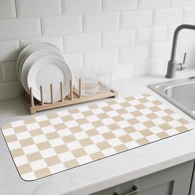 CooRug Checkered Dish Drying Mat