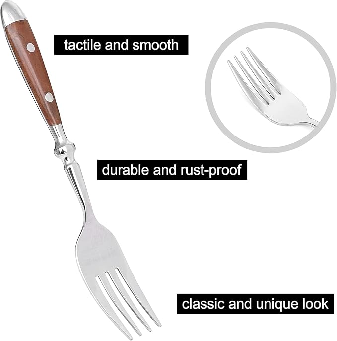Silverware Set For 8 with Two Rivets, Vintage 40-Piece Everyday Flatware Set with Wood Grain Bakelite Handle, Stainless Steel Cutlery Set, Dishwasher Safe, Knives Spoons and Forks Set