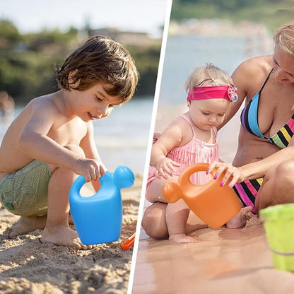 Beach Sand Watering Can Toy for Kids, Havy Duty Plastic Water Can for Garden Beach Bath Play Time, Water Can Garden Sandbox Tools for Boys Girls, 2PCS - Blue Green