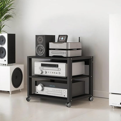 Dernoing 3 Tier Audio Rack Tower, CD Record Player Stereo Receiver AV Equipment