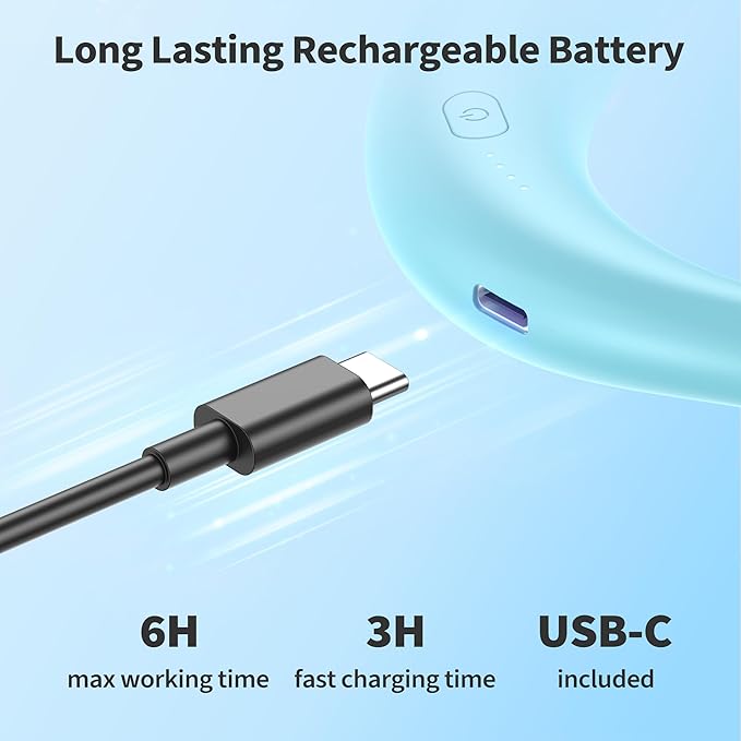 PANERGY Portable Neck Fan Rechargeable Hand Free Personal Fan Mini Wearable Battery Operated USB Fan for Men Women Kids Sport Work Travel