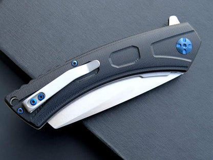 Eafengrow EF931 Pocket Knife D2 Steel Blade Outdoor Tool Knives G10 Handle Pocket Clip EDC Knife for Camping Survival and Outdoor (black)