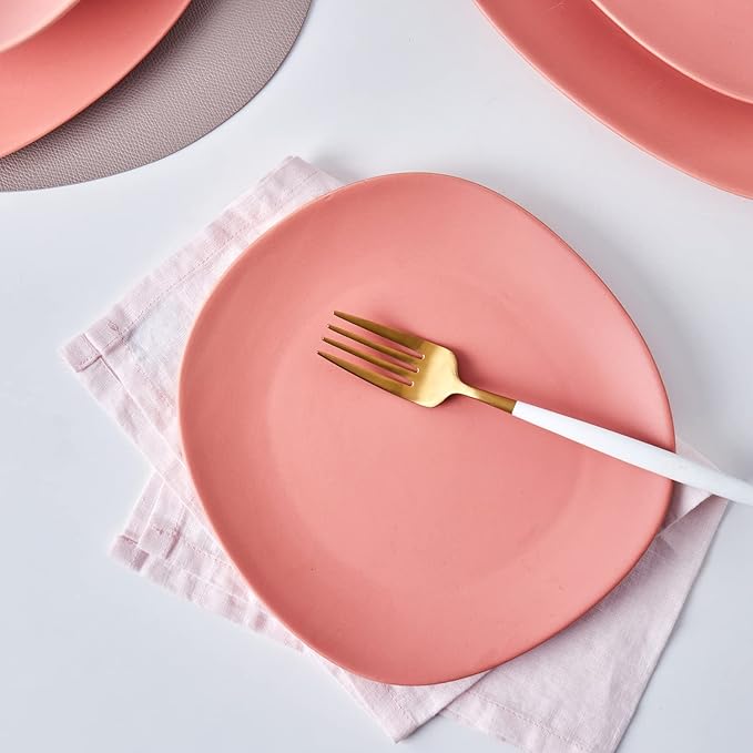 Stone Lain Delilah Salad Plate 6-Piece Dish Set, Porcelain, Terracotta