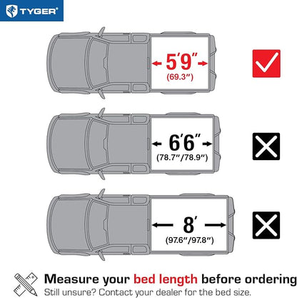 Tyger Auto T5 Alloy Hardtop Truck Bed Tonneau Cover Compatible with 2007-2013 Chevy Silverado / GMC Sierra 1500 | Fleetside 5'8" Bed (69") | TG-BC5C3003 Hard Folding Tri-Fold Pickup Truck