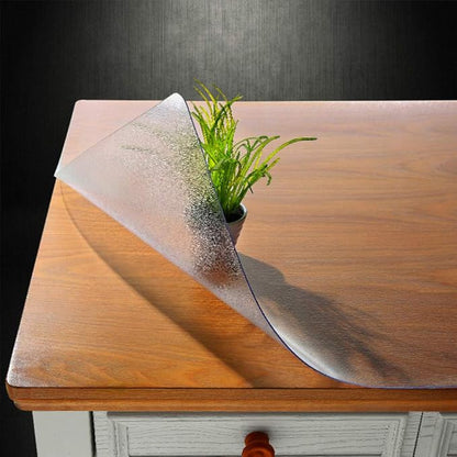 NECAUX Custom 54 x 100 Inch Frosted Table Cover Protector, 1.5mm Thick Wood Grain Transparent Table Pad Non-Slip Tablecloth Plastic Protective Pad for Dining Room Table Conference Table Meeting Table