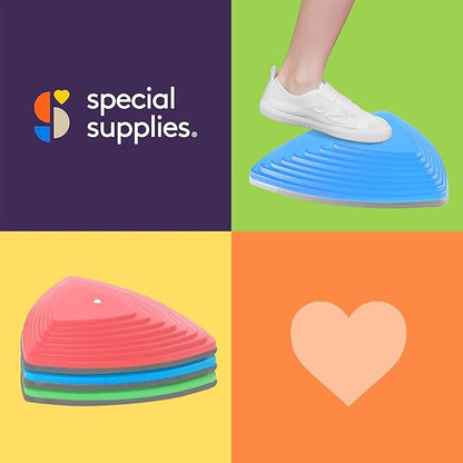 Special Supplies Stepping Stones for Kids Indoor and Outdoor Balance Blocks Promote Coordination, Balance, Strength Child Safe Rubber, Non-Slip Edging (Multi-Color, 12)