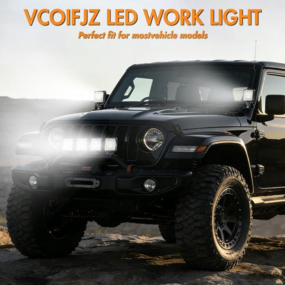 LED Off Road Lights, 4 Inch 123W LED Work Lights, 12V 24V 10000lm LED Tractor Lights for Truck Car Motorcycle Boat RV SUV UTV ATV Snowplow (20PCS)