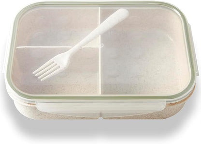 SEVENY Bento Box Natural Wheat Fiber Material,Ideal Leak-Proof Bento Box Adults,Lunch Box for Women,BPA-Free Lunch Box,Reusable Meal Prep Container for Body Builders, White