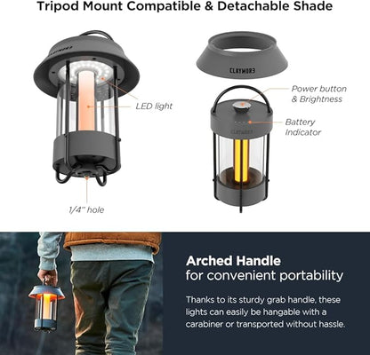 CLAYMORE Selene Lamp (Dark Gray) - Aesthetic Portable Outdoor Lamp, 4 Mood Lights, 6,700mAh Rechargeable, 660 Lumens, Waterproof. Halloween Decor, Camping, Glamping, Parties, Tents, and Backyards.