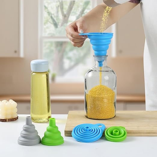 6 Pack Silicone Collapsible Funnels