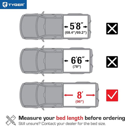 Tyger Auto T3 Soft Tri-Fold Truck Bed Tonneau Cover Compatible with 1988-2006 Chevy Silverado / GMC Sierra 1500 2500 HD 3500 HD | 2007 Classic ONLY | Fleetside 8' Bed (97") | TG-BC3C1010 , Black