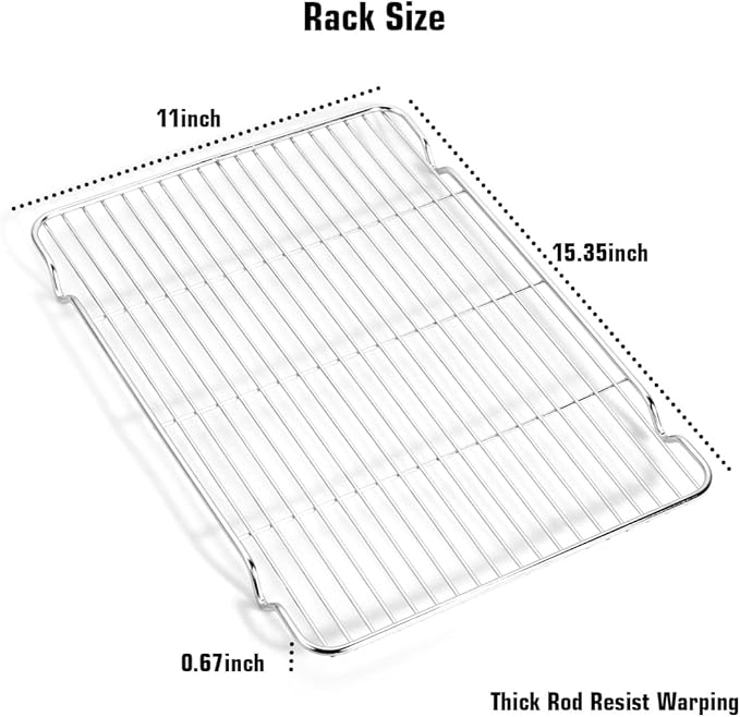 Wildone Baking Sheet & Rack Set, Stainless Steel Cookie Pan