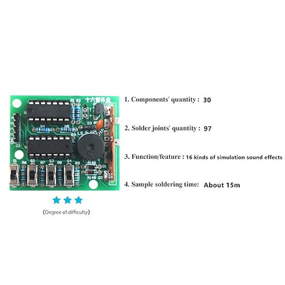 Soldering Practice Kit DIY 16 Sounds Music Box Plug-in Circuit Kit Learn Soldering Kit For DIYers Learning Electronics (0516Y05)