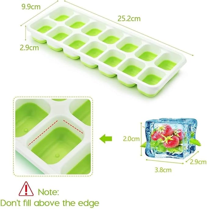 Ice Cube Trays, Silicone Easy-Release and Flexible 14-Ice Trays