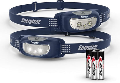 Energizer Universal Plus LED Headlamp, Lightweight Bright Headlamp for Outdoors, Camping and Emergency Light for Adults and Kids, Includes Batteries, Pack of 2