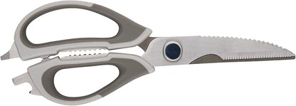 Rachael Ray Professional Multi Shear Kitchen Scissors with Herb Stripper and Sheath, 2 Piece, Gray