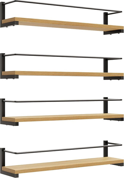 OROPY Spice Rack Wall Mounted, Rustic Wood Hanging Rack