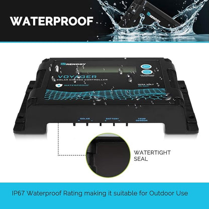 Renogy Voyager 20A 12V/24V PWM Waterproof Solar Charge Controller w/ LCD Display