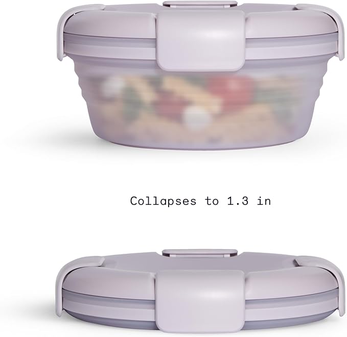 TOJO Collapsible Bowl - Translucent Lilac, 36oz - Reusable Silicone Bowl for Hot and Cold Food - Perfect for Travel, Meal Prep, To-Go Lunch, Camping & Hiking - Microwave & Dishwasher Safe