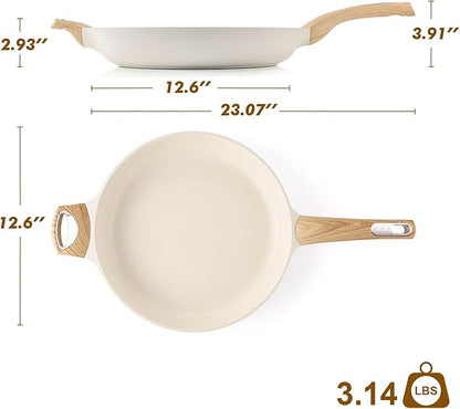 SENSARTE Ceramic Nonstick Frying Pan Skillet 12.5Inch Non Stick Pan