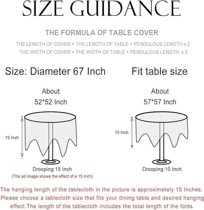 patdrea Designer Vintage Linen Round Table Cloth,Durable Breathable Cover Fall Dacorative Tablecloth,Decor Table Cover for Kitchen Dining,Holiday Christmas,Thanksgiving,Diameter 67"-Warbler