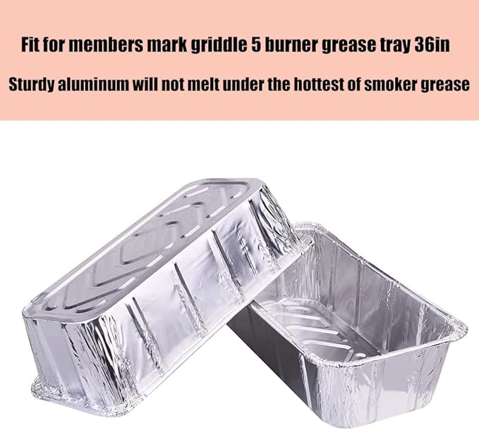 30-Pack Grease Tray Liner Drip Pan Liners for Members Mark 5-Burner Outdoor Flat Top Gas Griddle l Replacement Members Mark 5 Burner Griddle Aluminum Foil Grease Pan Disposable