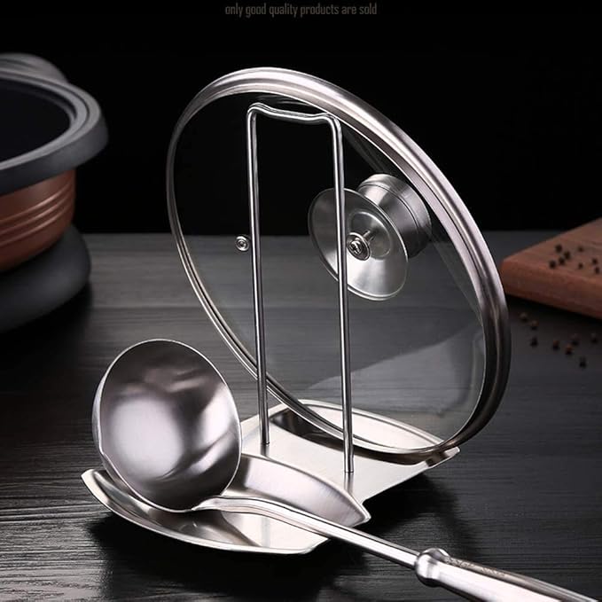 Lid and Spoon Rest Shelf, 304 Stainless Steel Pan Pot Cover Lid Rack Stand